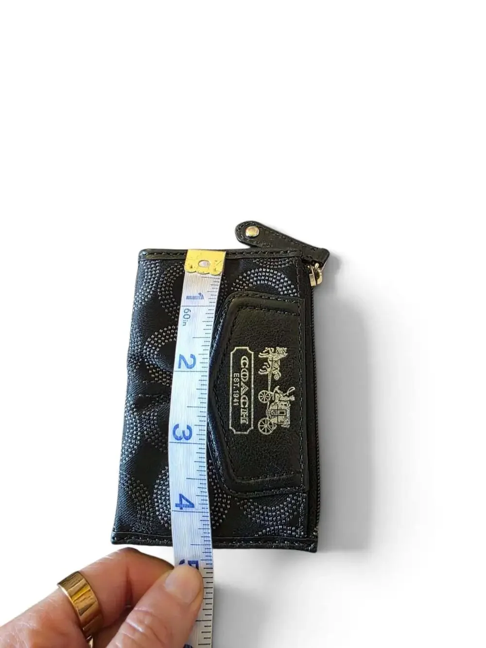 Coach Signature C Coin Purse Key Pouch Black Horse Carriage Logo Vintage Y2K